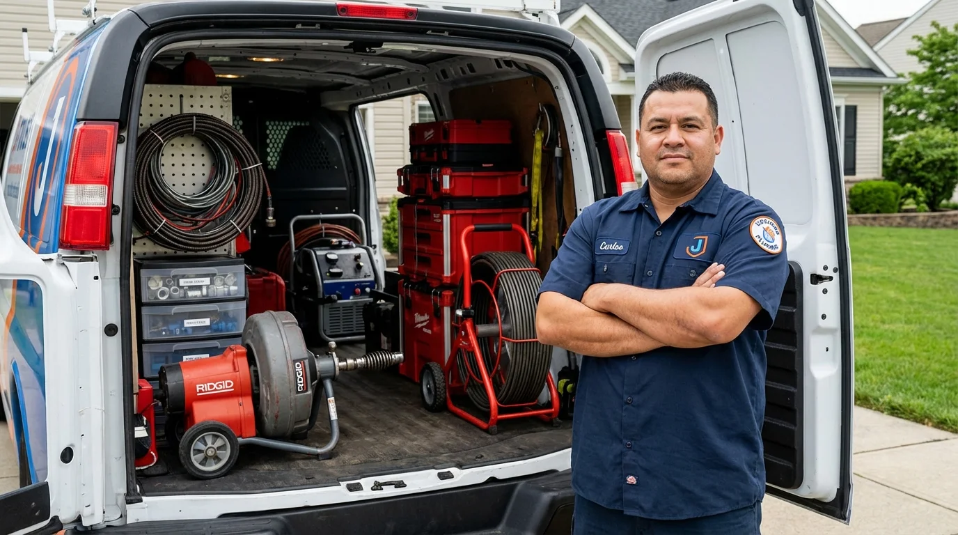 Professional drain cleaning equipment and Johns Plumbing LLC plumber in San Martin