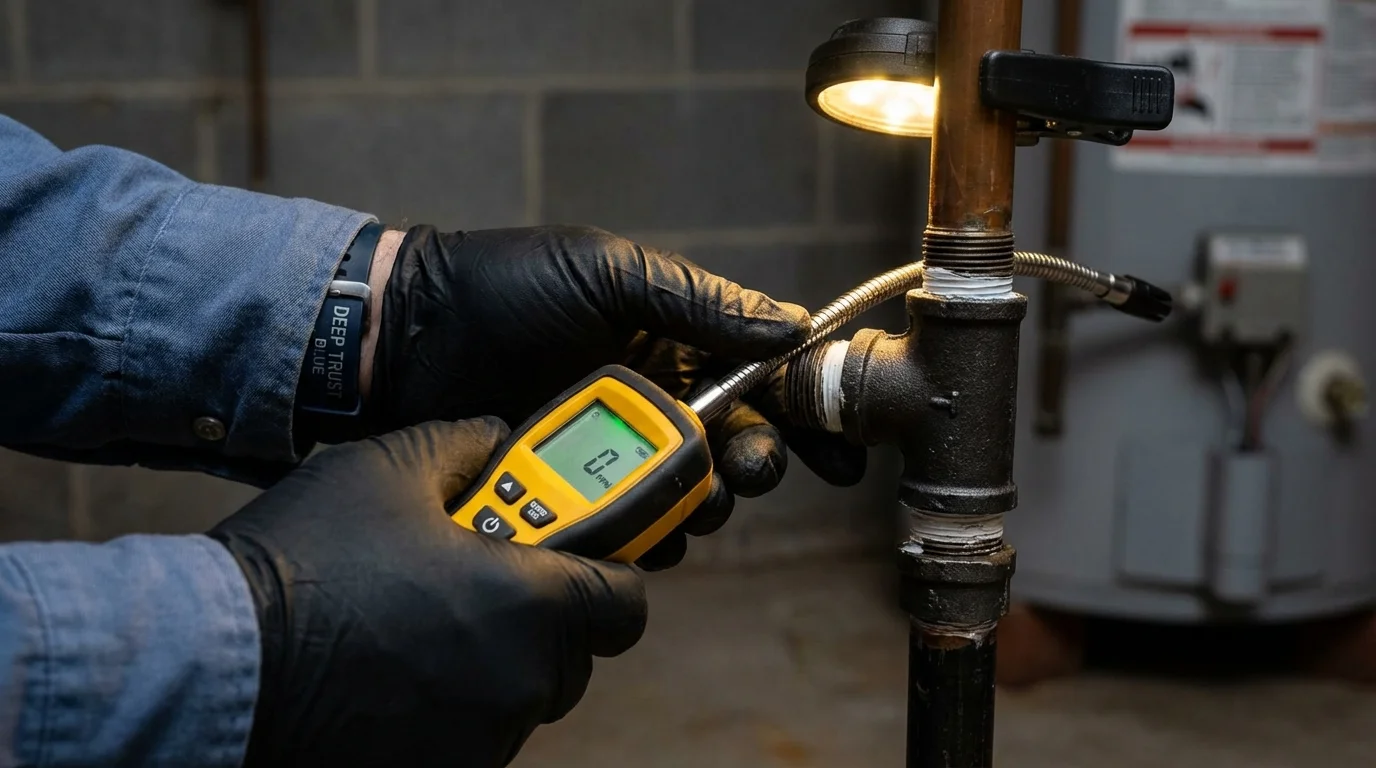 Gas leak detection with electronic sniffer by Johns Plumbing LLC in San Martin