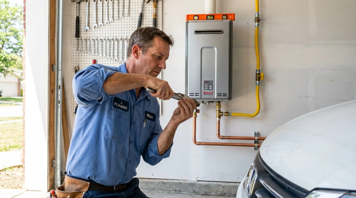 Tankless water heater installation by a Johns Plumbing LLC plumber in San Martin